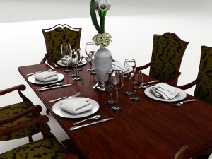 dining table set 38 3D-Modell