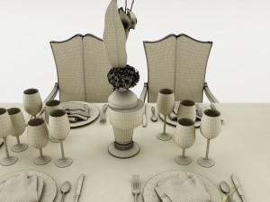 dining table set 38 3D-Modell