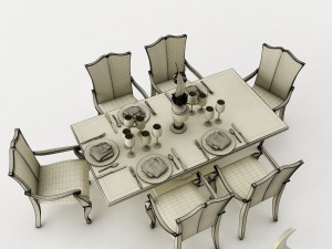 dining table set 38 3D-Modell