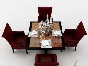 dining table set 39 3D मॉडल