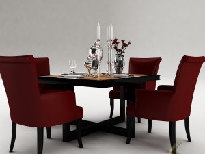 dining table set 39 3D मॉडल
