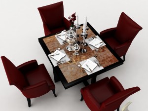 dining table set 39 3D मॉडल