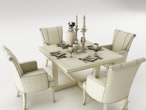 dining table set 39 3D मॉडल