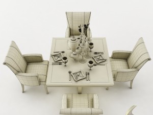 dining table set 39 3D मॉडल