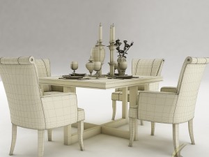 dining table set 39 3D मॉडल