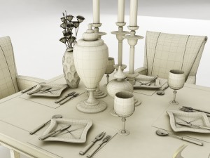 dining table set 39 3D मॉडल