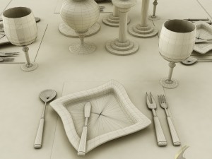 dining table set 39 3D मॉडल