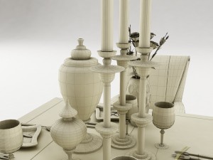 dining table set 39 3D मॉडल