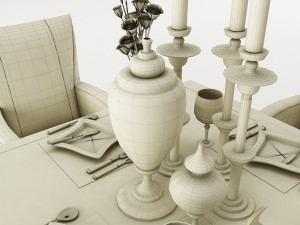 dining table set 39 3D मॉडल