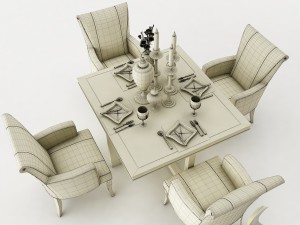 dining table set 39 3D मॉडल