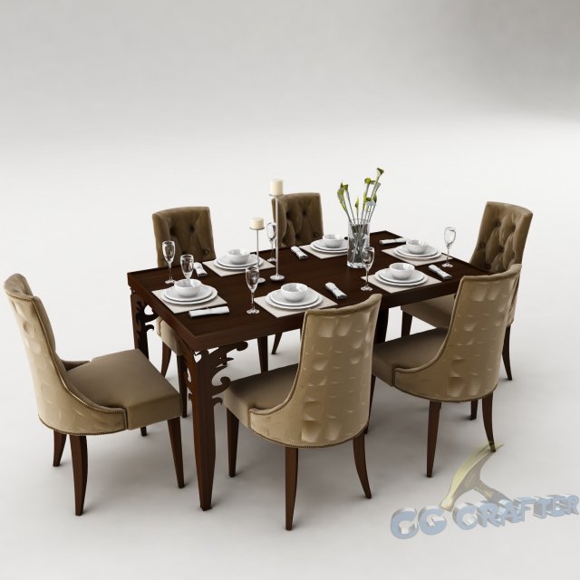 dining table set 40 3D Model .c4d .max .obj .3ds .fbx .stl .blend 
