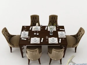 dining table set 40 3D Model