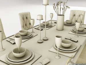 dining table set 40 3D Model