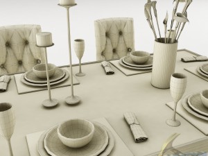 dining table set 40 3D Model