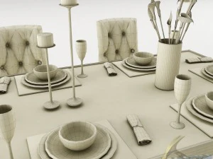 dining table set 40 3D Model