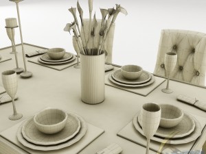 dining table set 40 3D Model