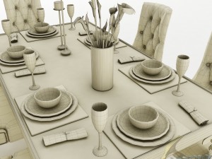 dining table set 40 3D Model