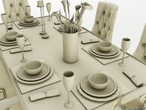 dining table set 40 3D Model