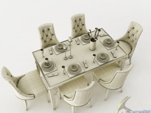 dining table set 40 3D Model