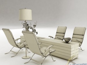 dining table set 41 Modèle 3D