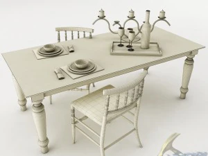 dining table set 42 3D Model