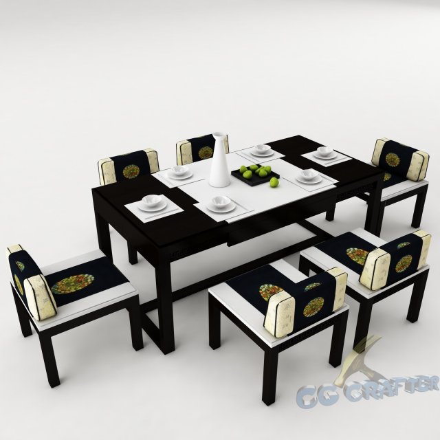 dining table set 44 3D-Modell .c4d .max .obj .3ds .fbx .stl .blend 