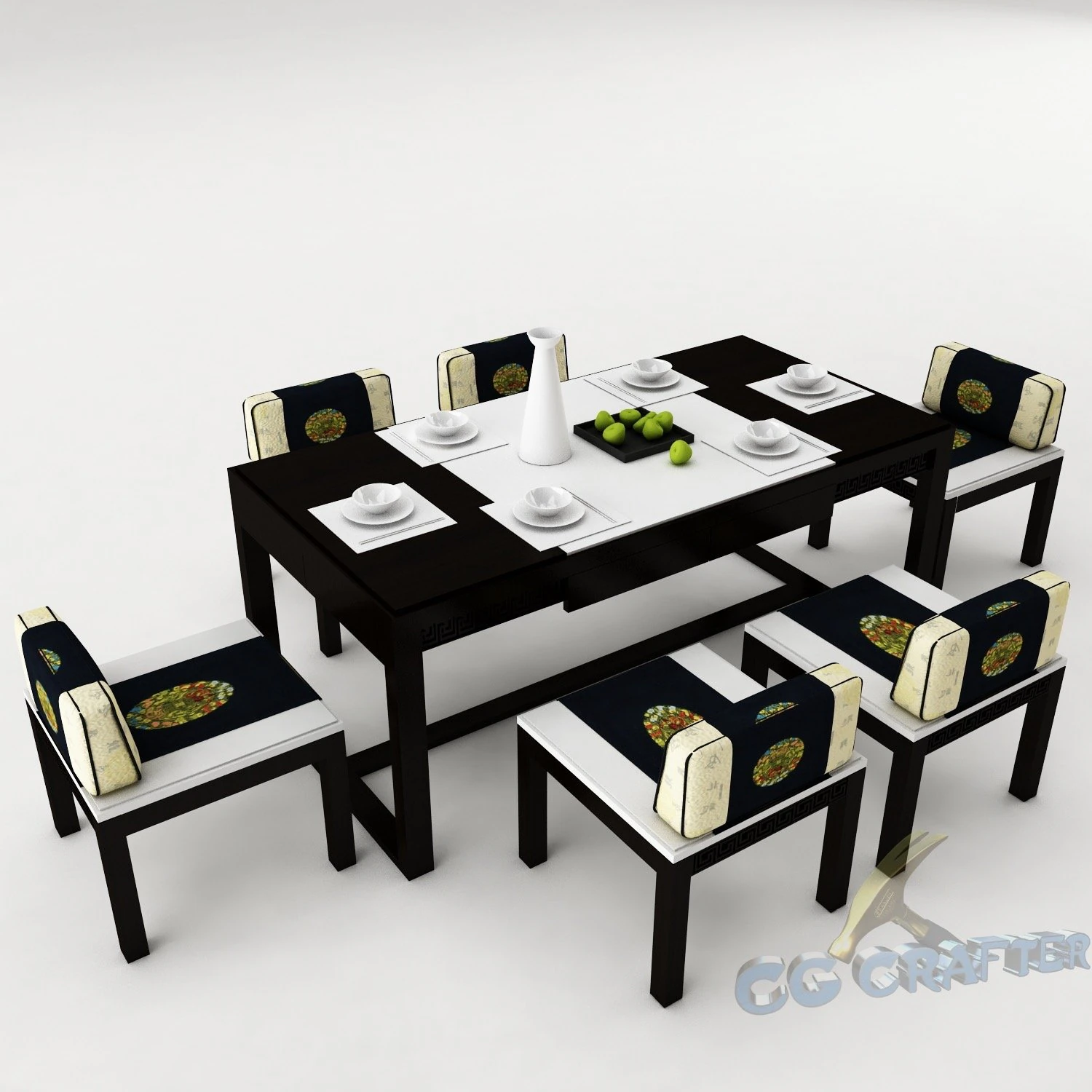 dining table set 44 3D Model .c4d .max .obj .3ds .fbx .stl .blend 