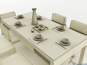 dining table set 44 3D-Modell