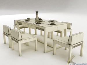 dining table set 44 3D-Modell