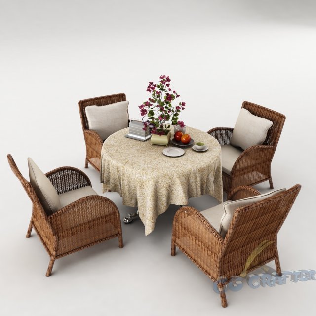 dining table set45 3D मॉडल .c4d .max .obj .3ds .fbx .stl .blend 