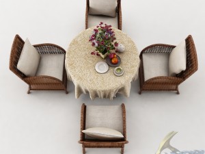 dining table set45 3D मॉडल
