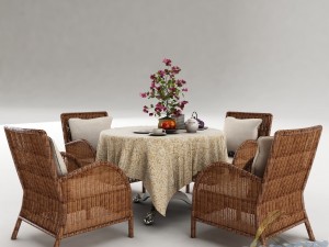 dining table set45 3D मॉडल