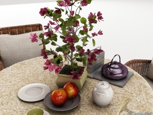 dining table set45 3D मॉडल