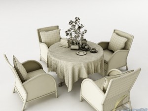 dining table set45 3D मॉडल