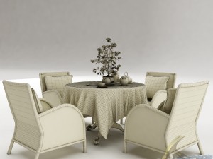 dining table set45 3D मॉडल
