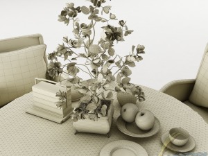 dining table set45 3D मॉडल