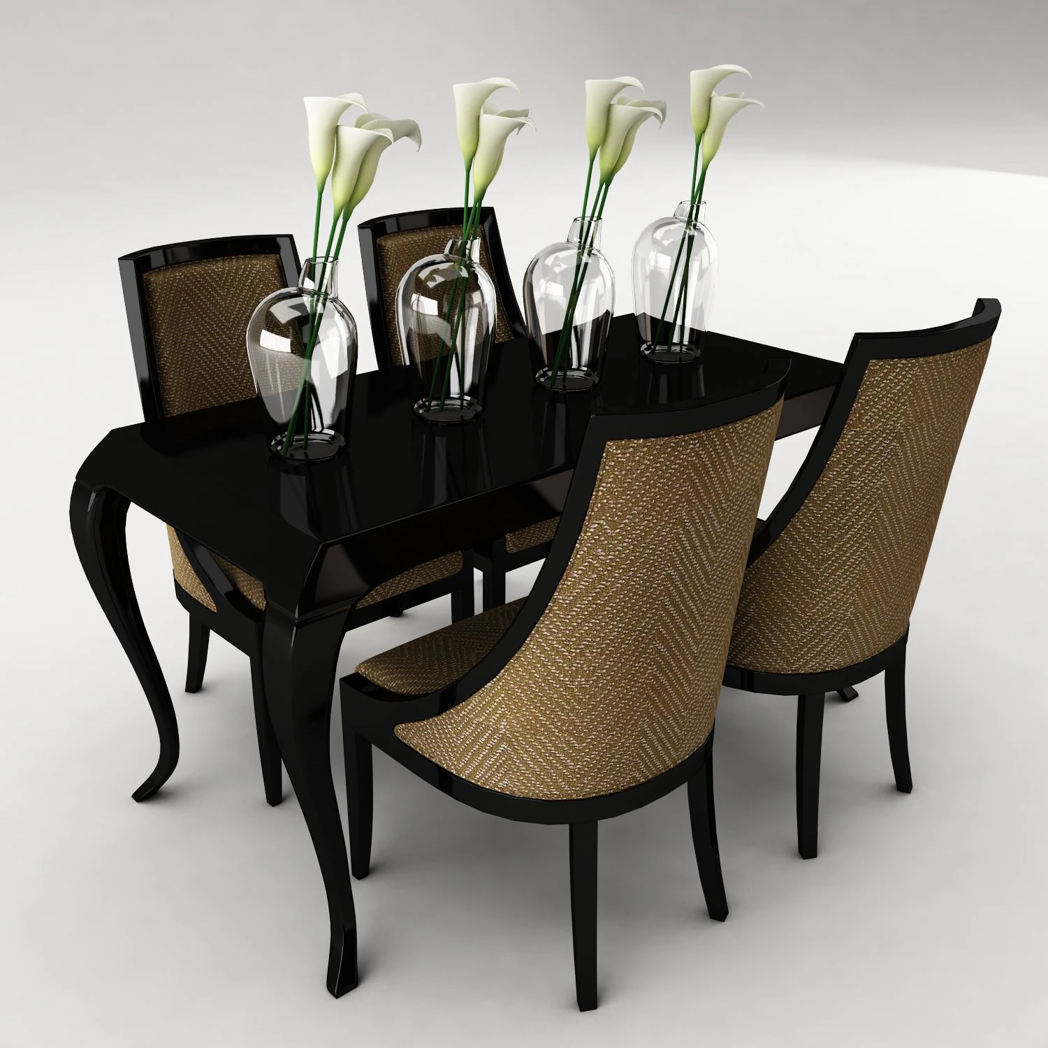 dining table set 46 3D Model .c4d .max .obj .3ds .fbx .stl .blend 