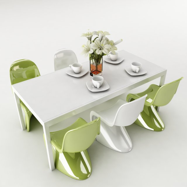 dining table set 47 3D Model .c4d .max .obj .3ds .fbx .stl .blend 