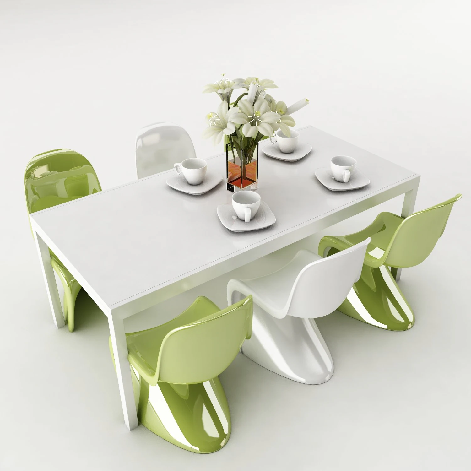 dining table set 47 3D Model .c4d .max .obj .3ds .fbx .stl .blend 
