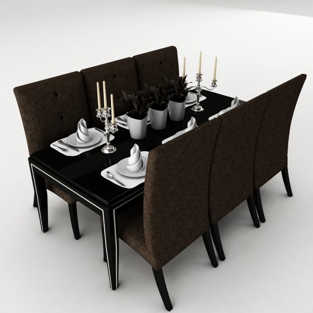 dining table set 48 Model 3D .c4d .max .obj .3ds .fbx .stl .blend 