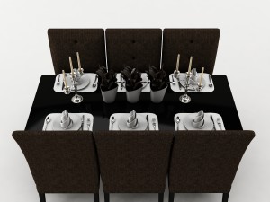 dining table set 48 Model 3D