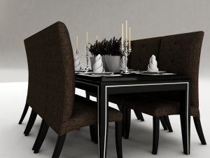 dining table set 48 Model 3D