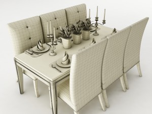 dining table set 48 Model 3D