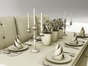 dining table set 48 Model 3D