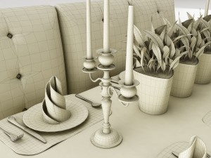dining table set 48 Model 3D