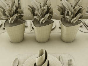 dining table set 48 Model 3D