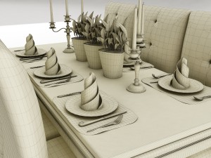 dining table set 48 Model 3D