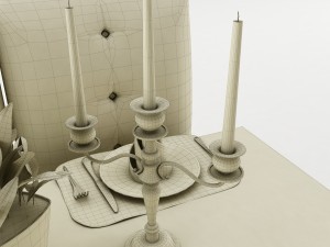 dining table set 48 Model 3D