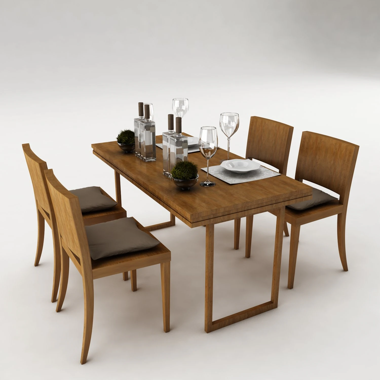 dining table set 49 3D Model .c4d .max .obj .3ds .fbx .stl .blend 