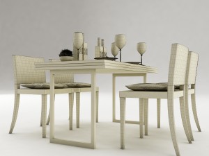 dining table set 49 Modèle 3D